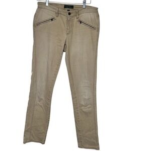 Lauren Ralph Lauren Moto Jeans Womens 6 Tan Khaki Skinny Stretch Low Rise Zipper